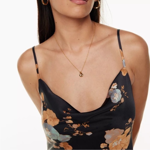 Aritzia Wilfred Only Cowl Neck Slip Dress Black Maplewood - Picture 2 of 10